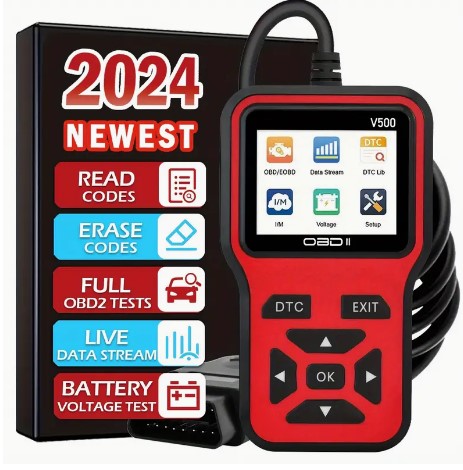 V500 – OBDII Car Diagnostic Tool – OBDII Scanner & Voltage Tester for Engine
