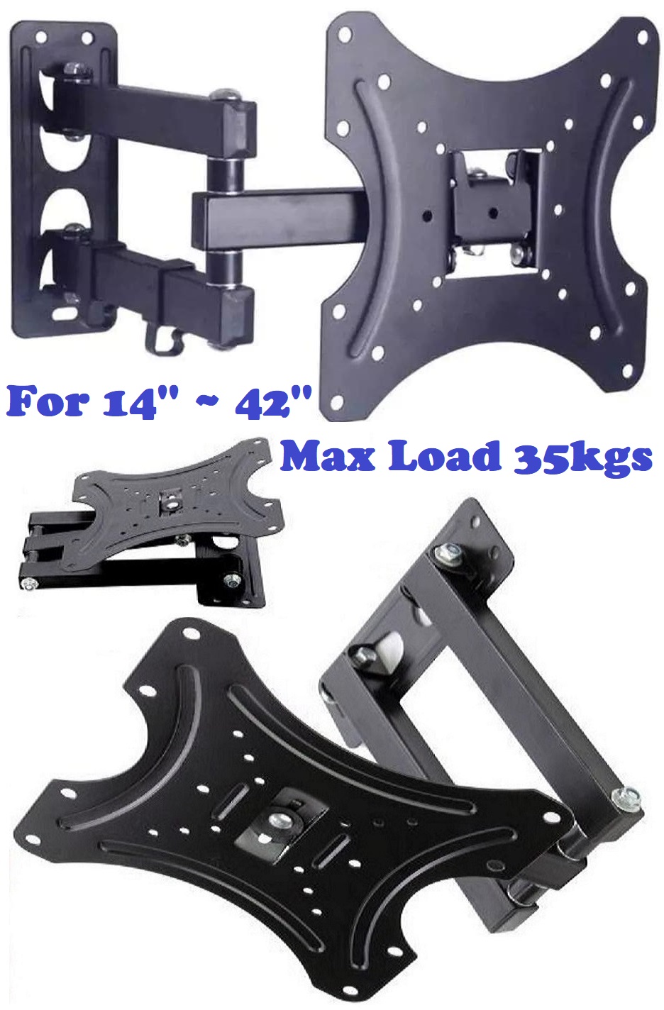 TV Wall Mount Bracket, Full Motion Cantilever Wall Mount 14 to 42 inches. NEW