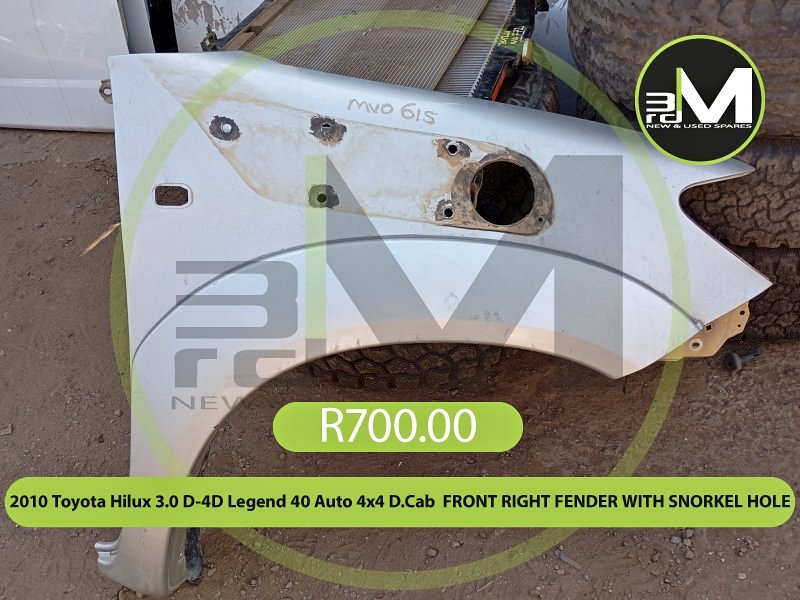 2010 Toyota Hilux 3.0 D 4D Legend 40 Auto 4×4 D.Cab  FRONT RIGHT FENDER WITH SNORKEL HOLE