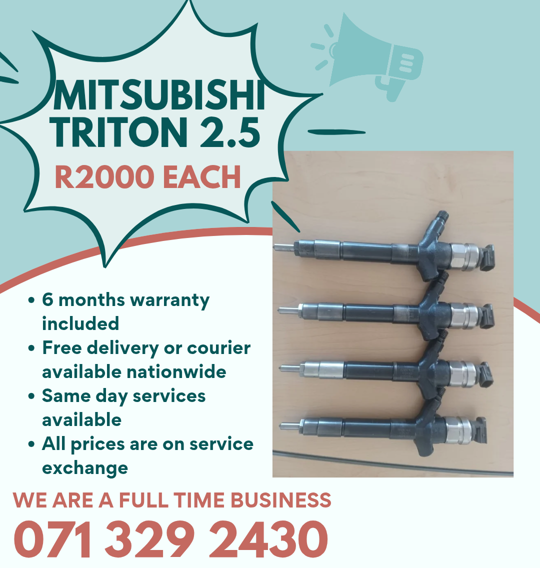 MITSUBISHI TRITON 2.5 INJECTORS FOR SALE WITH WARRANTY ON