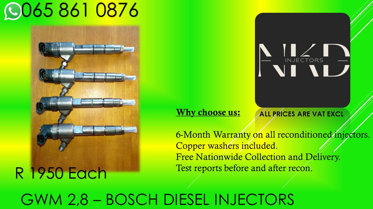 GWM 2.8 BOSCH DIESEL INJECTORS FOR SALE ON EXCHANGE OR RECON. - Private Seller GWM 2.8 BOSCH DIESEL INJECTORS FOR SALE ON EXCHANGE OR RECON. - Private Seller