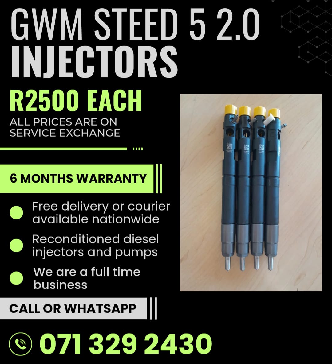 GWM 2.0 INJECTORS FOR SALE WITH WARRANTY - Private Seller GWM 2.0 INJECTORS FOR SALE WITH WARRANTY - Private Seller