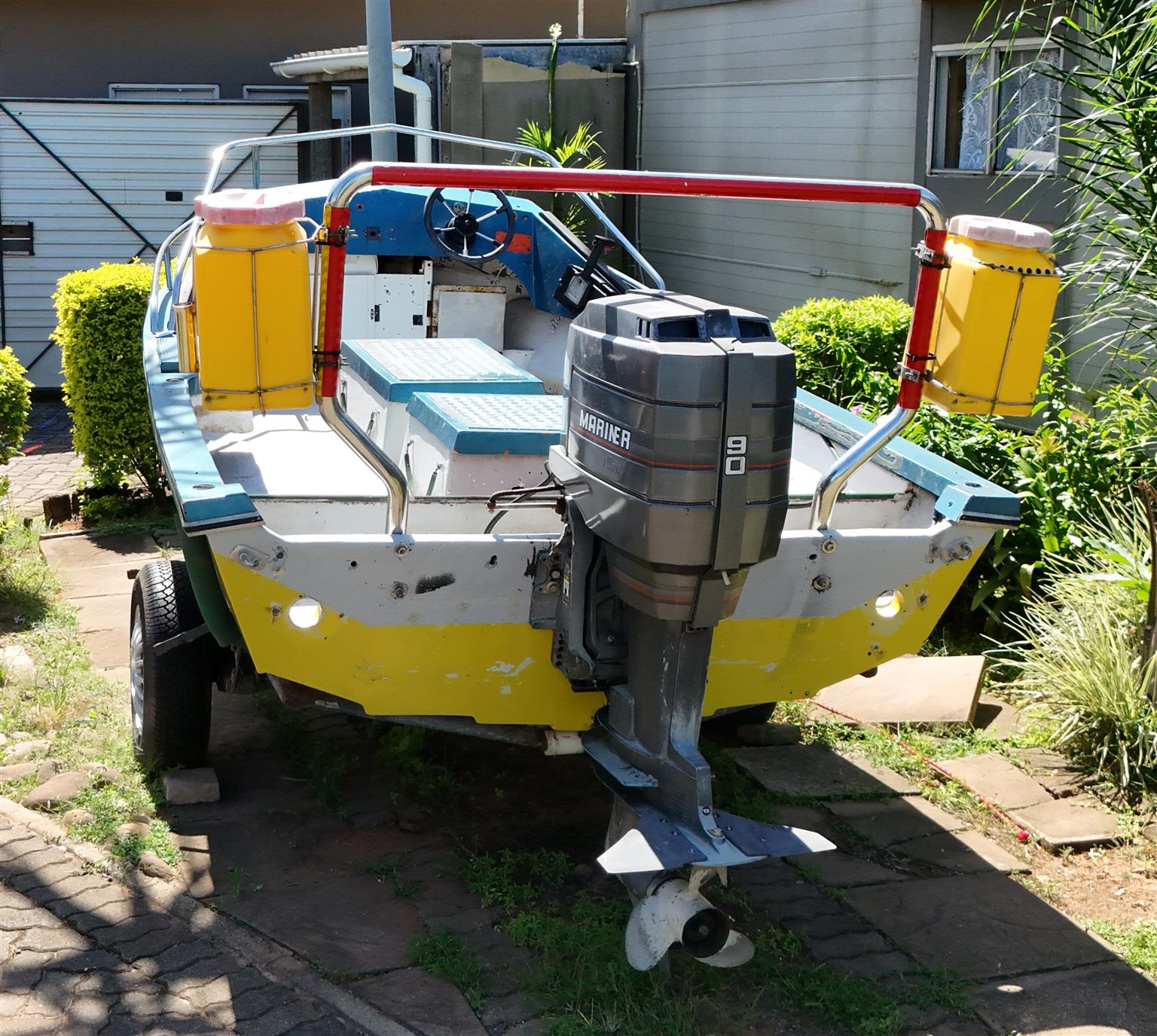 Fishing Boat with 90hp Mariner 2-Stroke Trim Tilt Outboard Motor - 90% Complete
