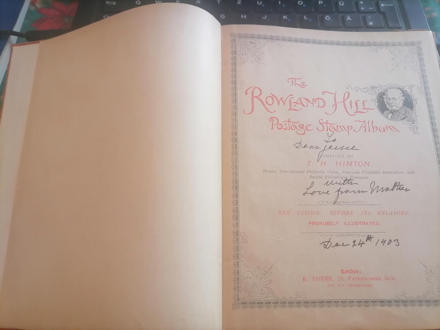 The Rowland Hill Postage Stamp Album in good condition, hardly used with few sta