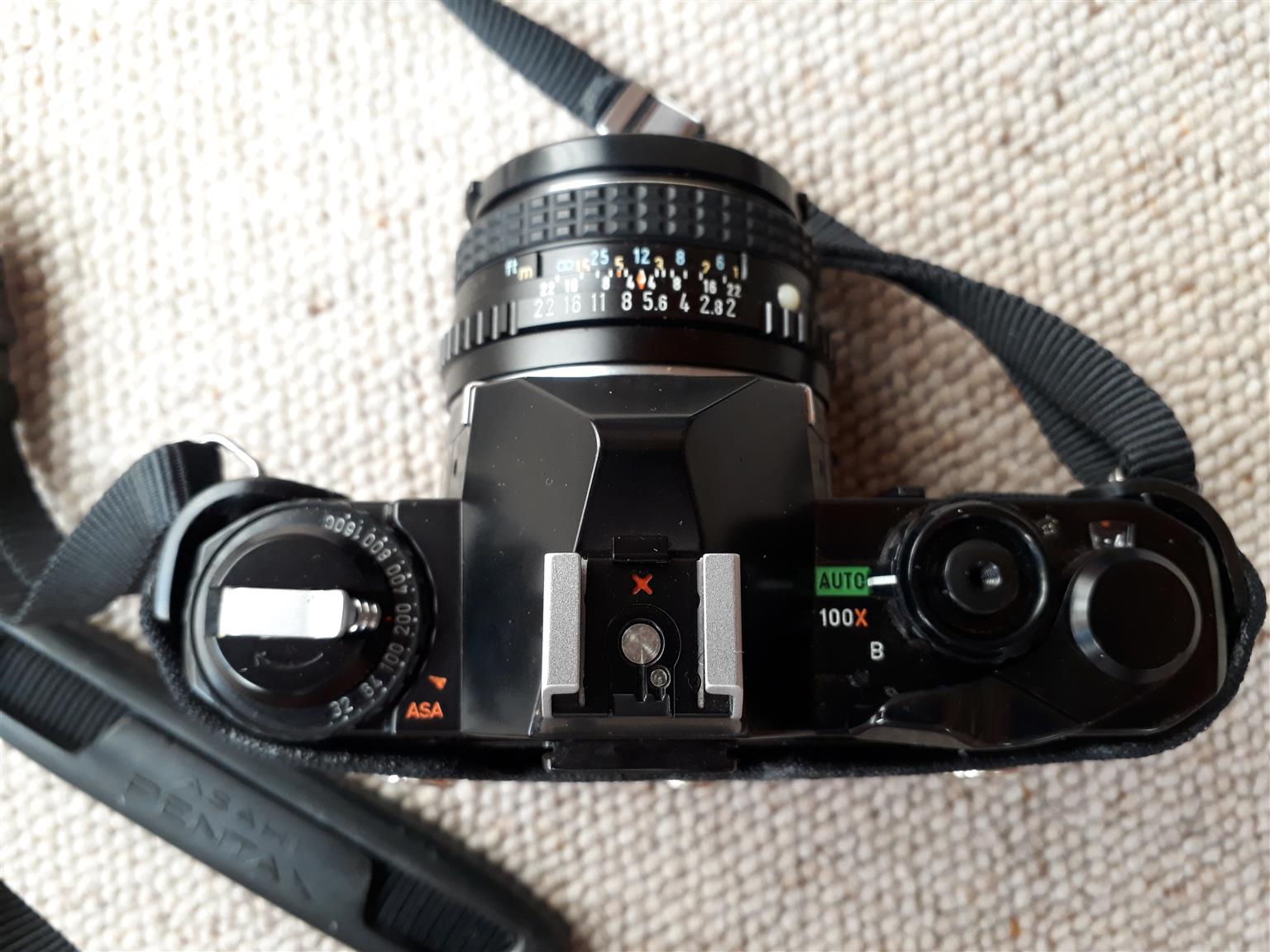 Pentax Asahi camera with flash and carry case