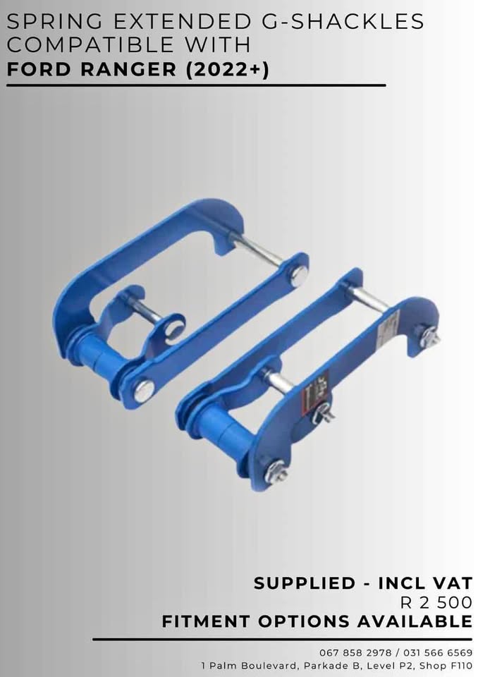 SPRING EXTENDED G-SHACKLES COMPATIBLE WITH FORD RANGER 2022+ - Private Seller SPRING EXTENDED G-SHACKLES COMPATIBLE WITH FORD RANGER 2022+ - Private Seller