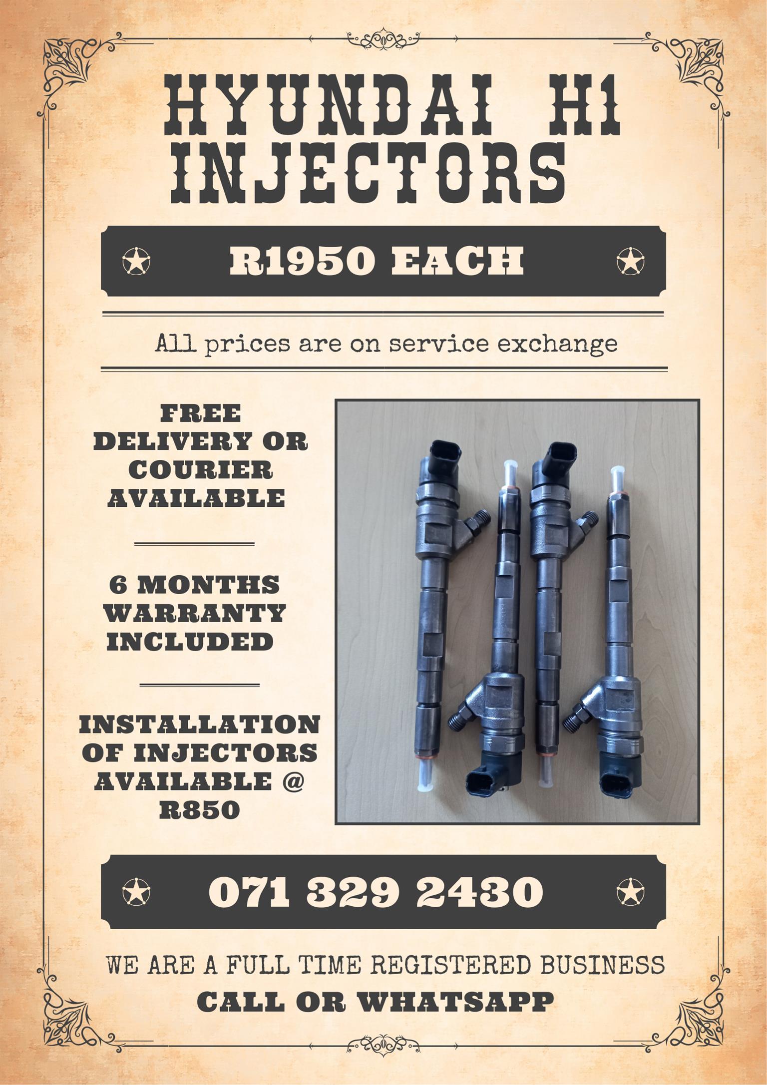 HYUNDAI H1 INJECTORS FOR SALE WITH WARRANTY - Private Seller HYUNDAI H1 INJECTORS FOR SALE WITH WARRANTY - Private Seller