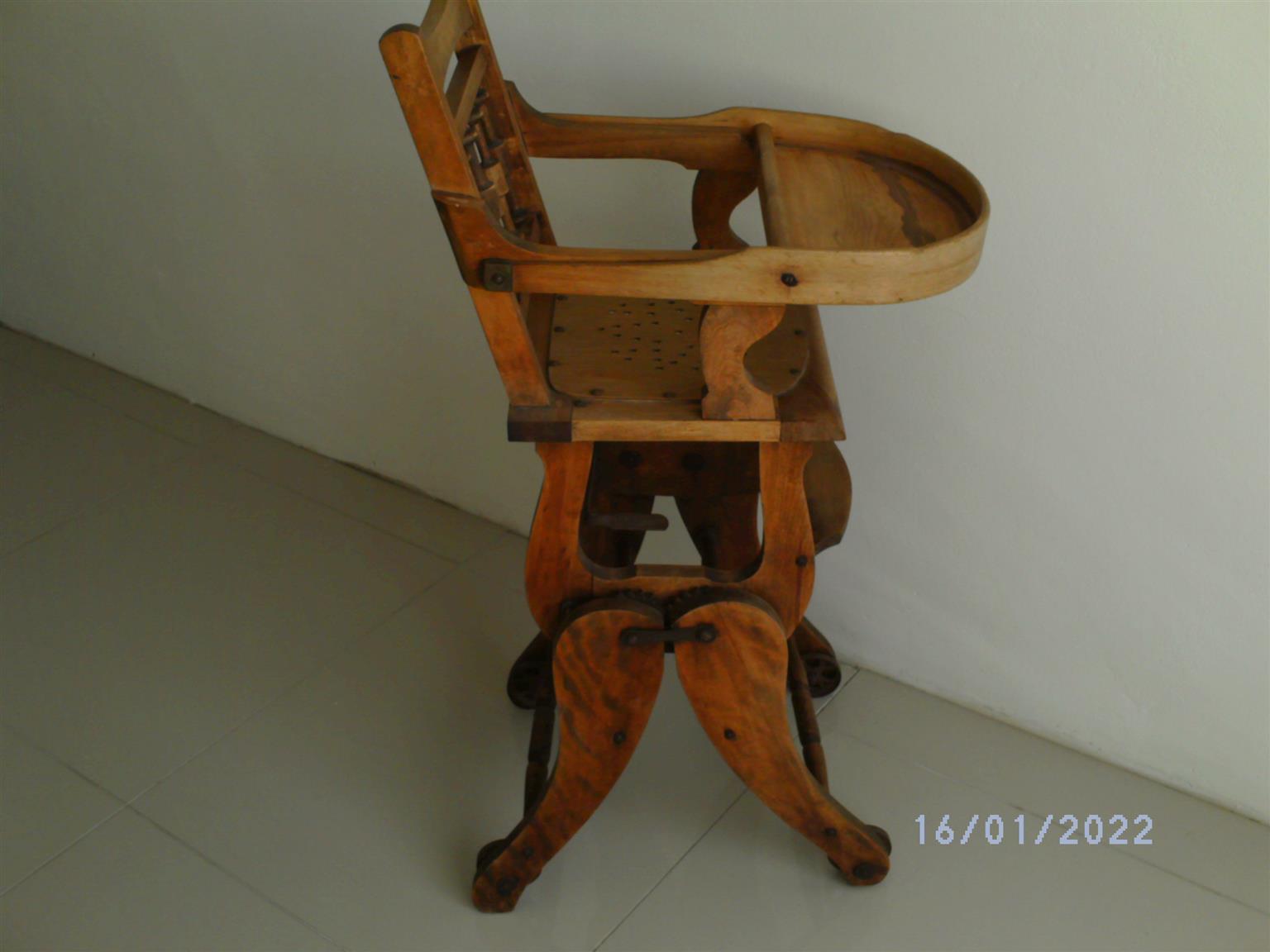 old style wooden high chair