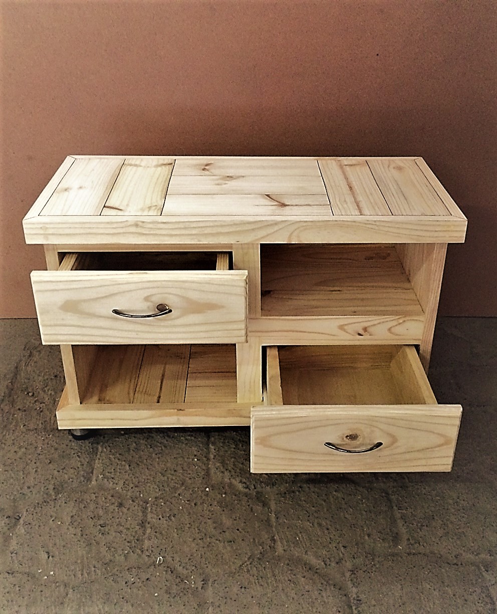 Coffee table Farmhouse series 0850 with drawers - Raw