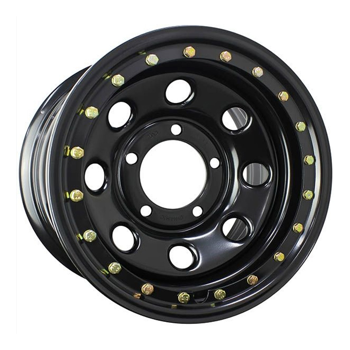 16″ Dynamic Soft 8 5/150 Black with Gold Stud Alloy Wheels (0 offset)