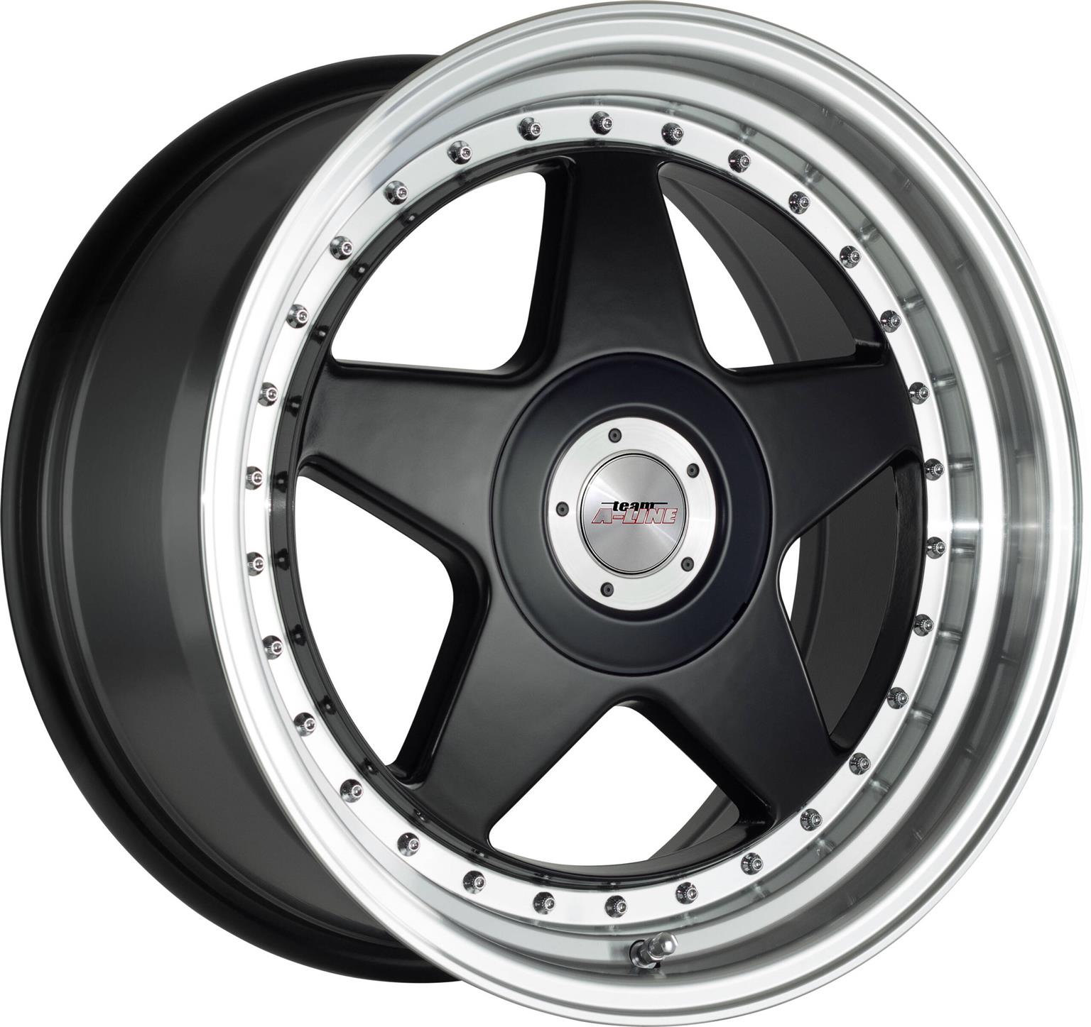 17″ A-Line Swag 4/100 & 4/114 Black & Silver Alloy Wheels