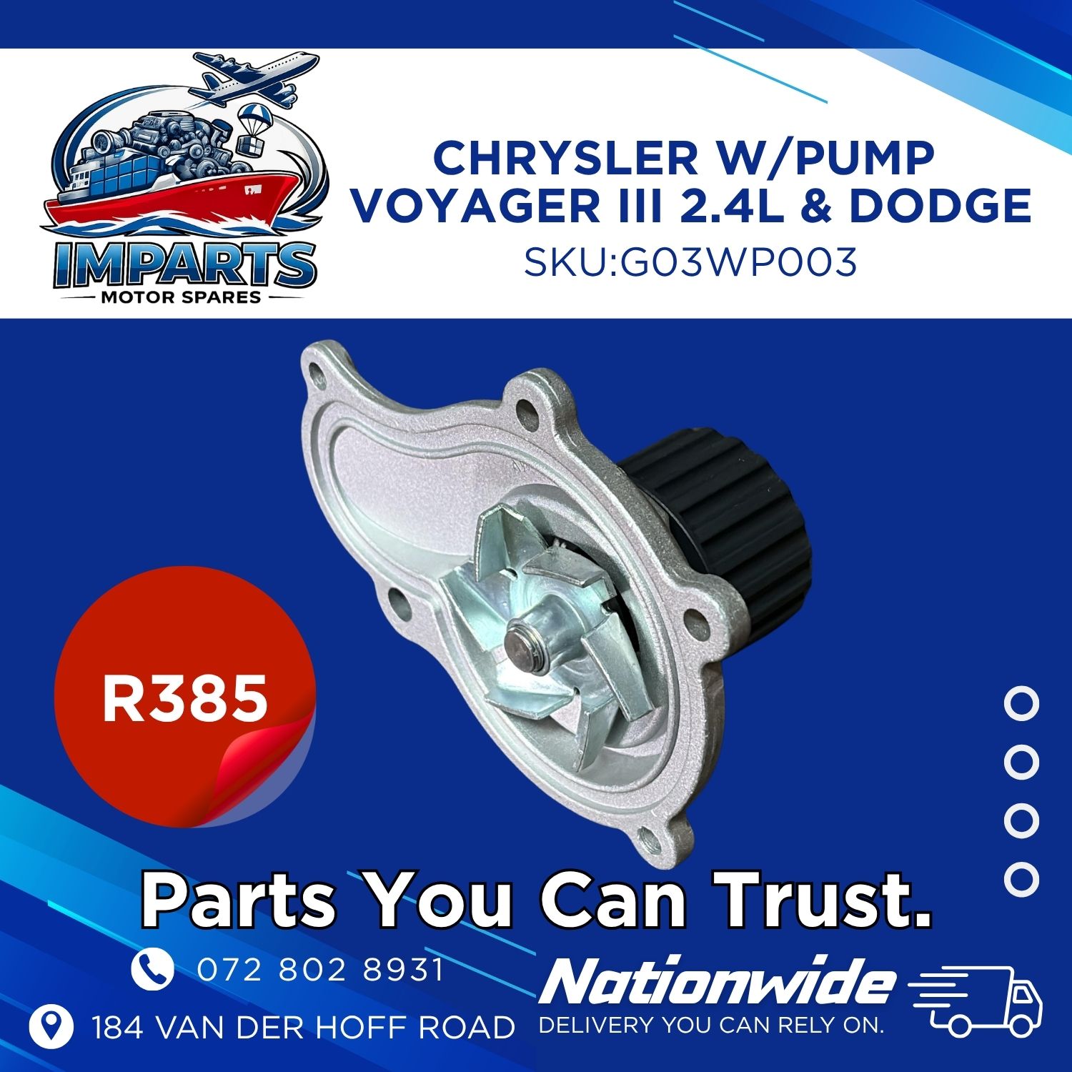 CHRYSLER VOYAGER WATER PUMP - Private Seller CHRYSLER VOYAGER WATER PUMP - Private Seller