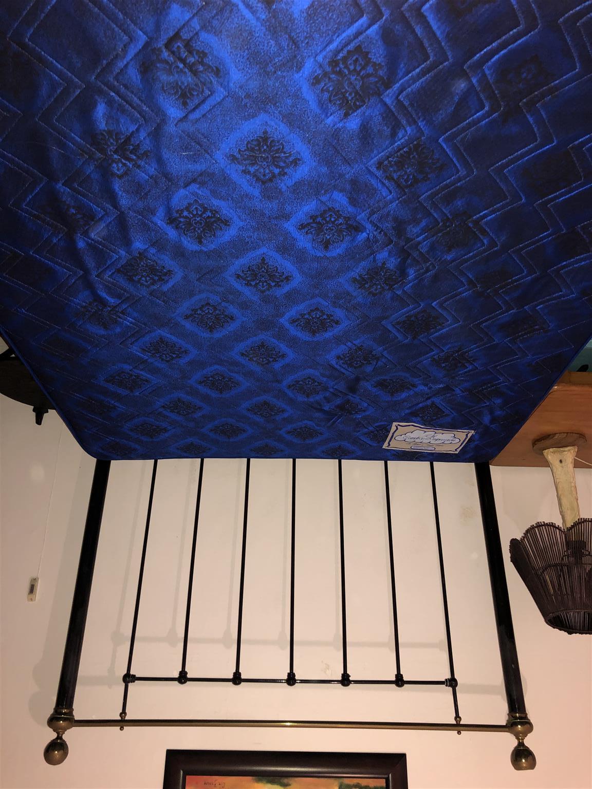 Victorian iron and brass double bed and mattress for sale