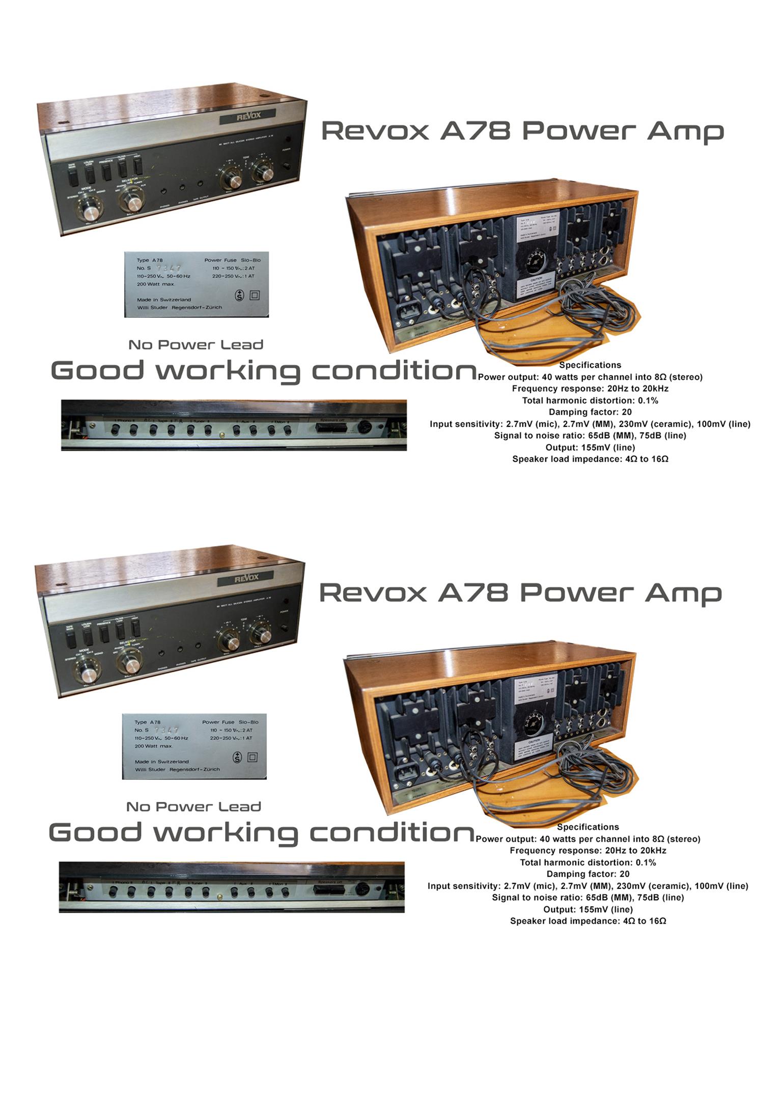 Studer/Revox A78 Stereo Integrated Amplifier Studer/Revox A78 Stereo Integrated Amplifier