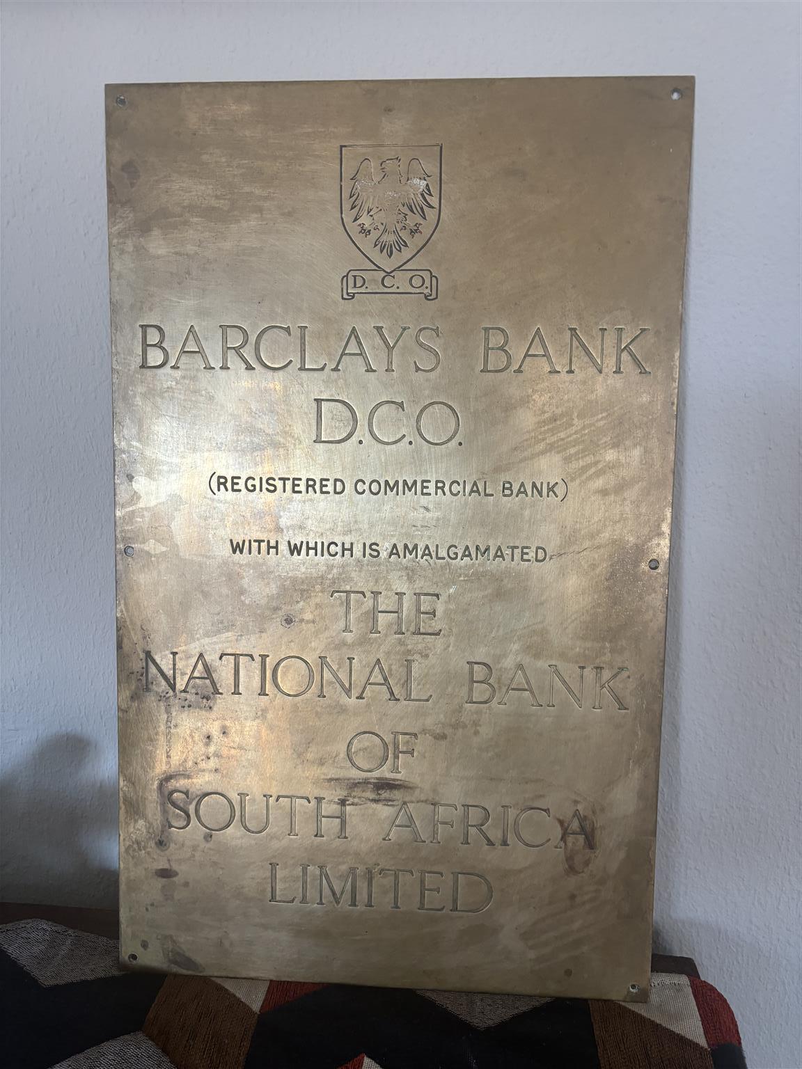 Antique Heavy Solid Brass Bank Plaque Antique Heavy Solid Brass Bank Plaque