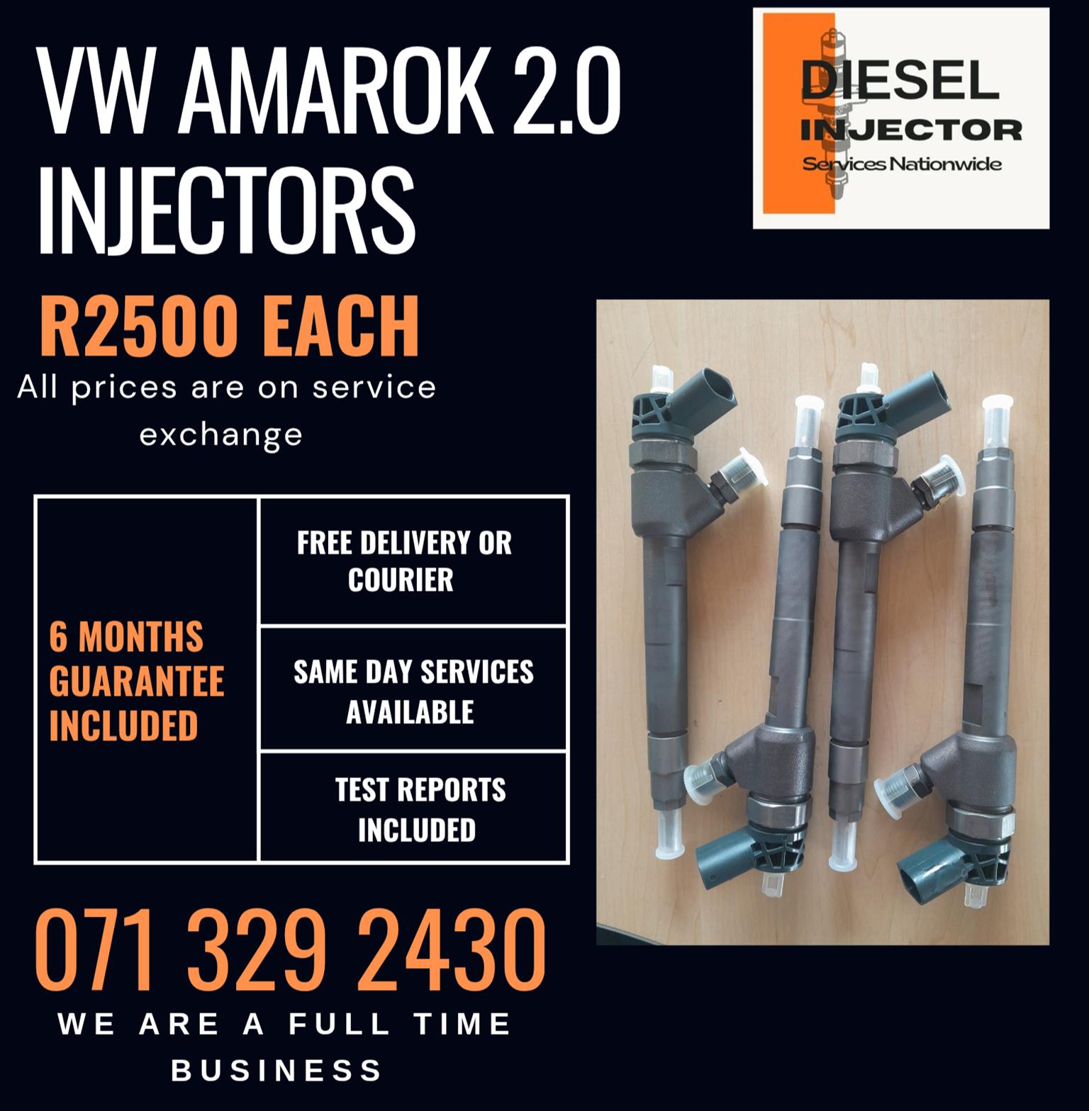 VW AMAROK 2.0 DIESEL INJECTORS FOR SALE WITH WARRANTY - Private Seller VW AMAROK 2.0 DIESEL INJECTORS FOR SALE WITH WARRANTY - Private Seller