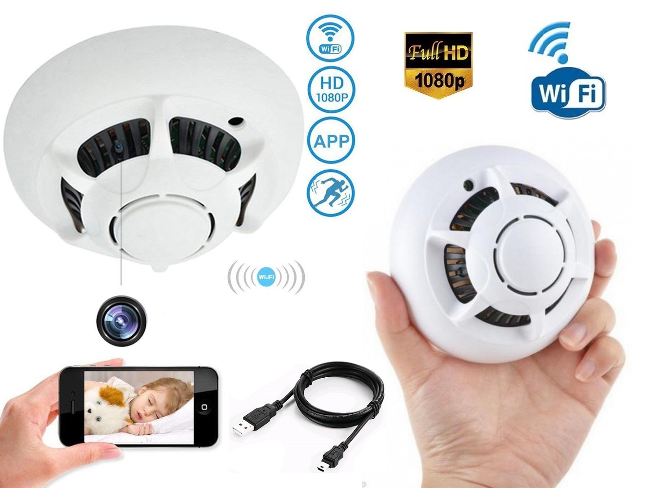New Wireless Spy Smoke Detector HD Camera with P2P WiFi and Motion Detection NEW