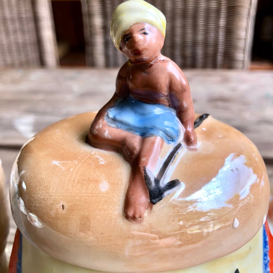 An Egyptian, very unique hand painted camel  Teapot (please note condition)