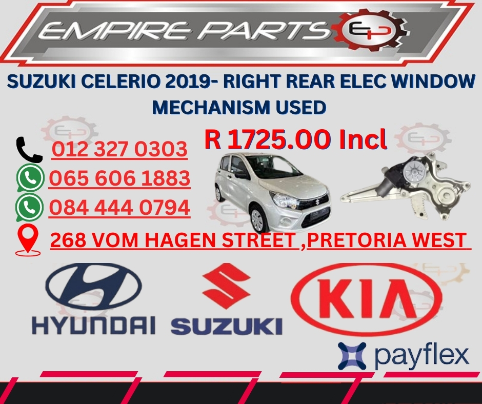 SUZUKI CELERIO 2019- RIGHT REAR ELEC WINDOW MECHANISM - Private Seller SUZUKI CELERIO 2019- RIGHT REAR ELEC WINDOW MECHANISM - Private Seller