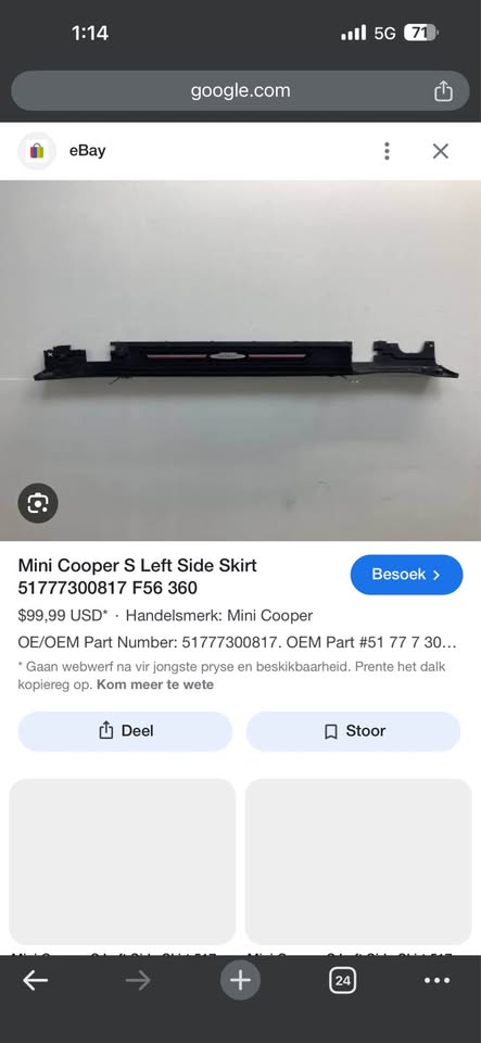 Mini Cooper S Left Side Skirt F56 - Private Seller Mini Cooper S Left Side Skirt F56 - Private Seller
