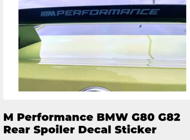 BMW G80 G82 spoiler & side M Performance stickers - Private Seller