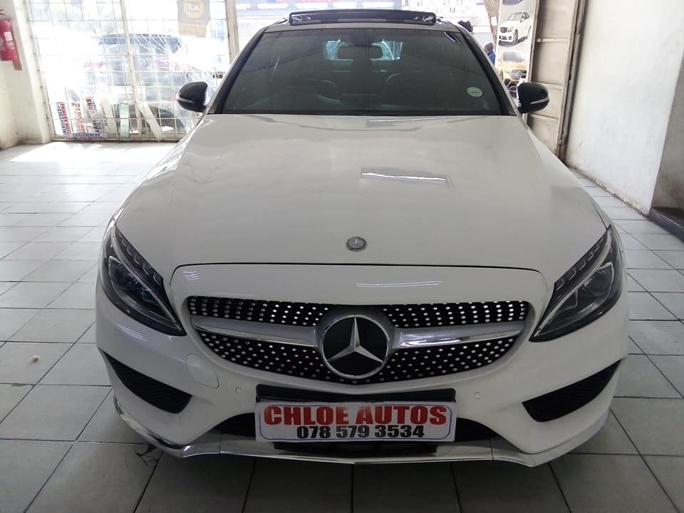 2015 MERCEDES-BENZ C200 AMG LINE AUTOMATIC, PETROL WHITE, SUNROOF LEATHER INTERIOR, SPAREKEY