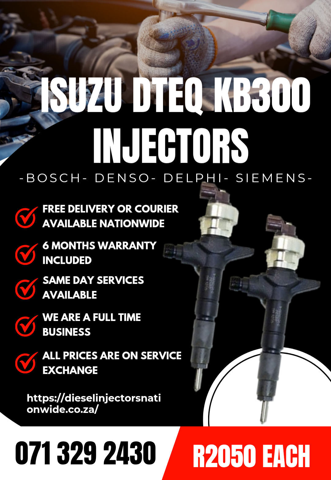 ISUZU DTEQ KB300 INJECTORS FOR SALE WITH WARRANTY - Private Seller ISUZU DTEQ KB300 INJECTORS FOR SALE WITH WARRANTY - Private Seller