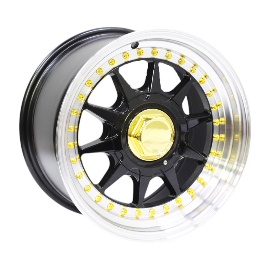15″ CW ZAR6 4/5/100 Black with Polished Lip Alloy Wheels