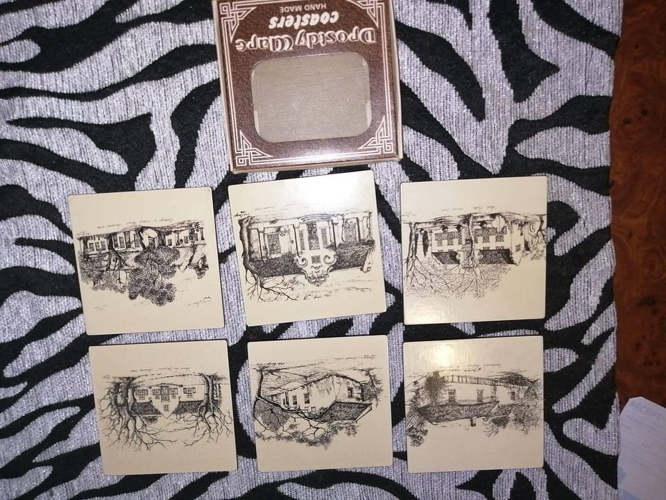 Vintage Drostdy Ware Handmade place mats with 6 coasters