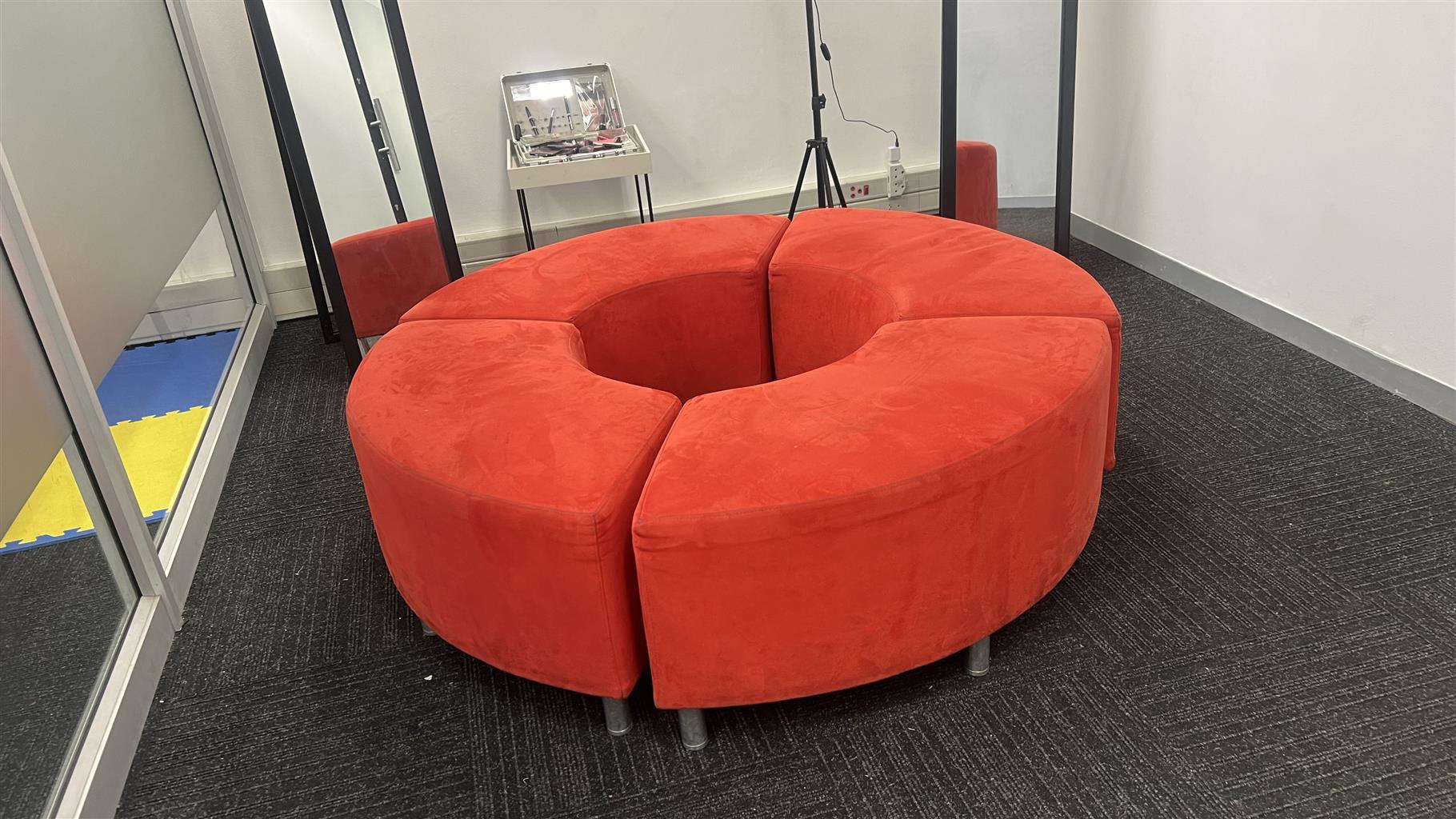 Red suede couche