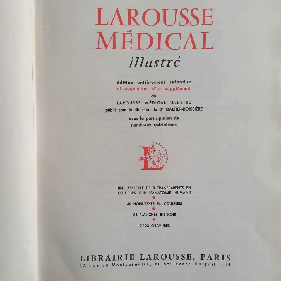 FRENCH LAROUSSE MEDICAL ILLUSTRATION BOOK 1952