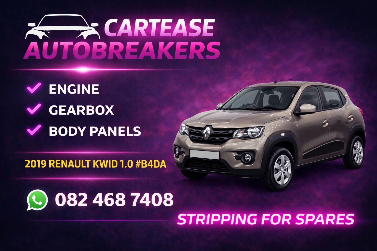 2019 Renault Kwid 1.0 #B4DA Stripping For Spares!!! - Private Seller 2019 Renault Kwid 1.0 #B4DA Stripping For Spares!!! - Private Seller