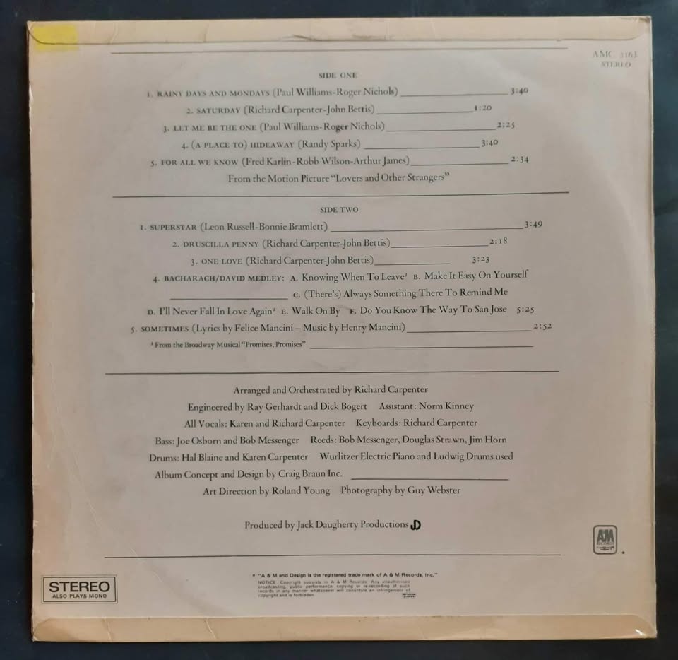 Carpenters - Carpenters LP Record