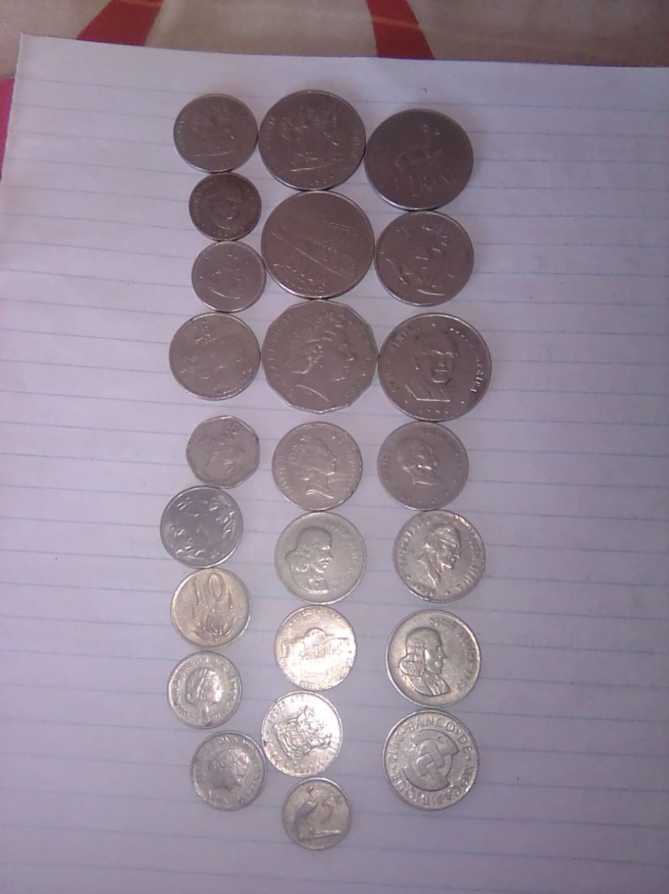 Old coins and old bank notes and Mandela coins