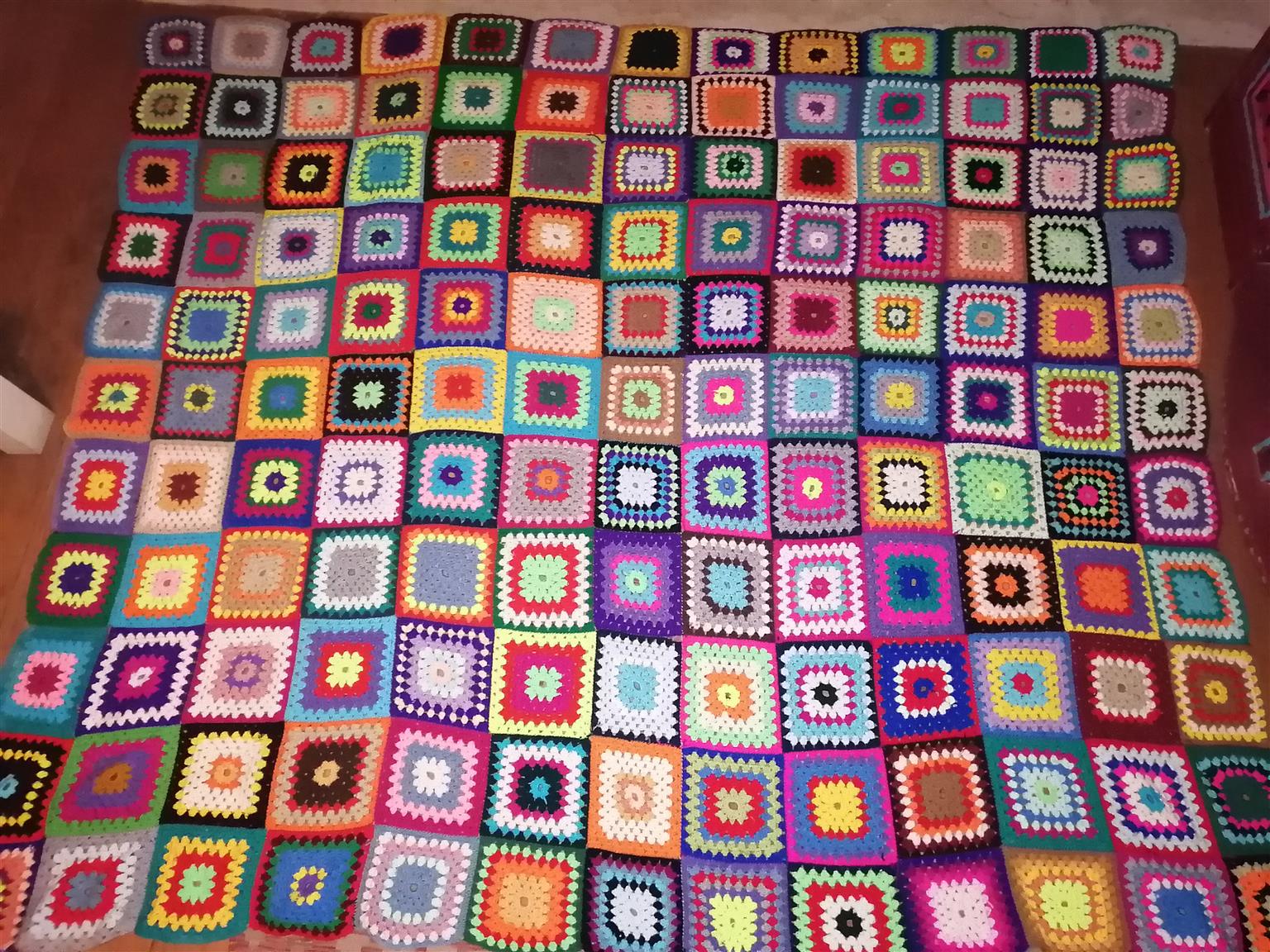 2 King size Granny patch crochet blankets.