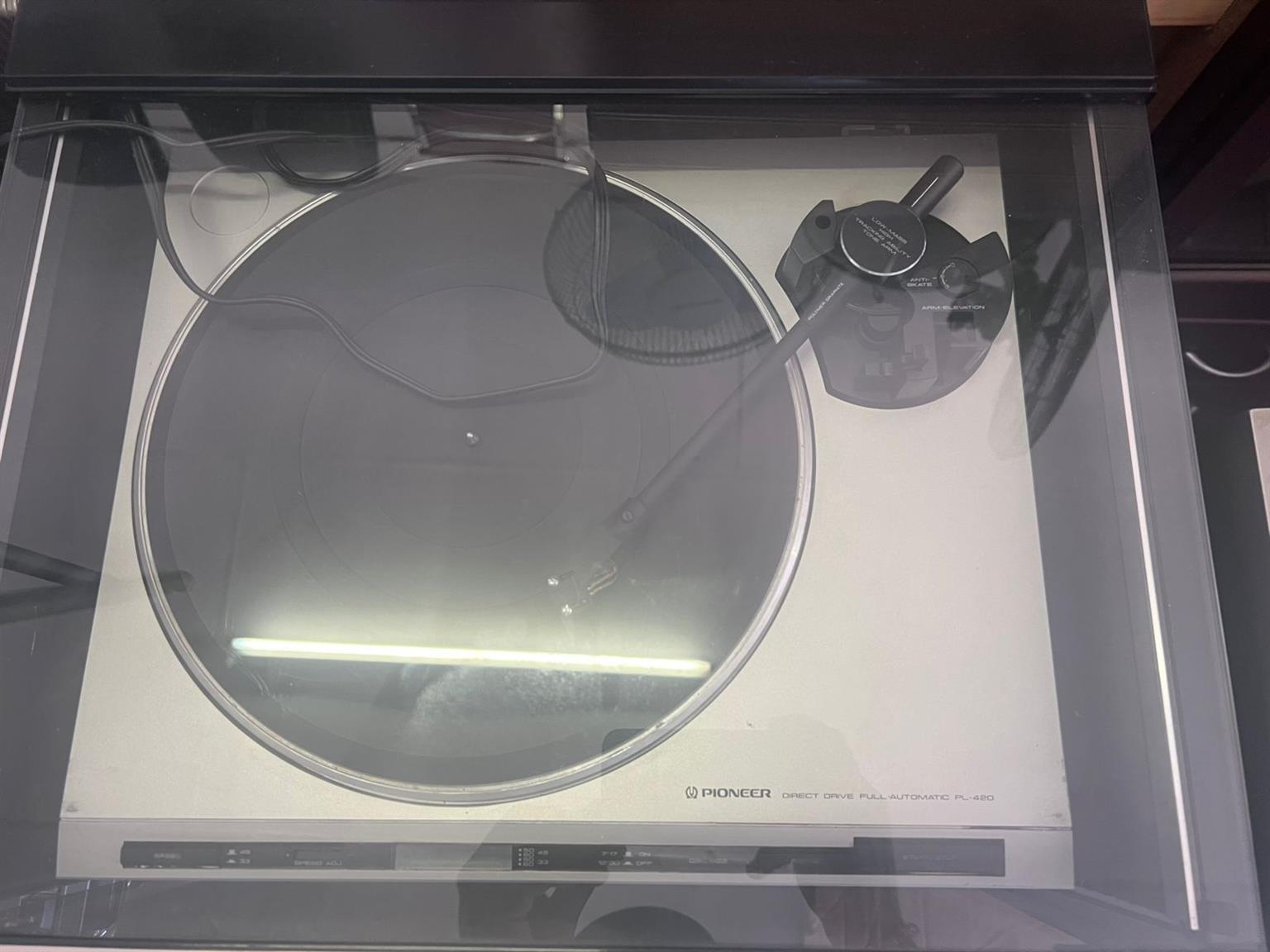 Pioneer PL420 Turntable and Stereo Cabinet and Speakers