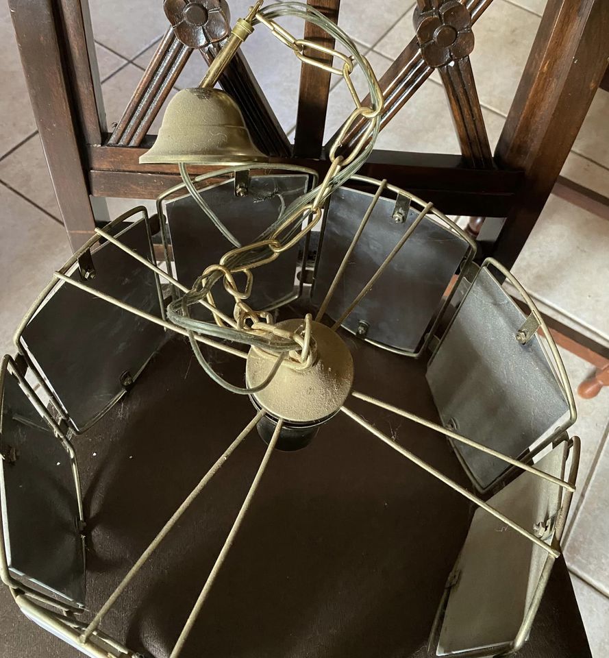 Vintage brass and glass chandelier