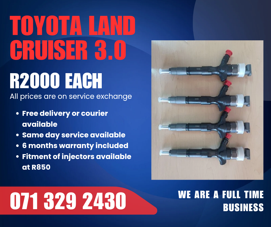TOYOTA LAND CRUISER 3.0 INJECTORS FOR SALE WITH WARRANTY - Private Seller TOYOTA LAND CRUISER 3.0 INJECTORS FOR SALE WITH WARRANTY - Private Seller