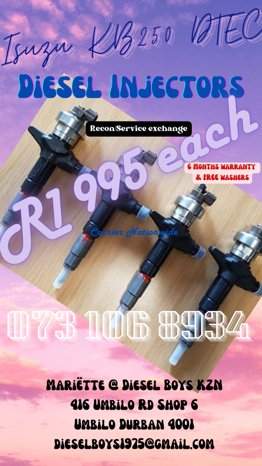 Isuzu KB250 D-TEC DIESEL INJECTORS - Private Seller Isuzu KB250 D-TEC DIESEL INJECTORS - Private Seller