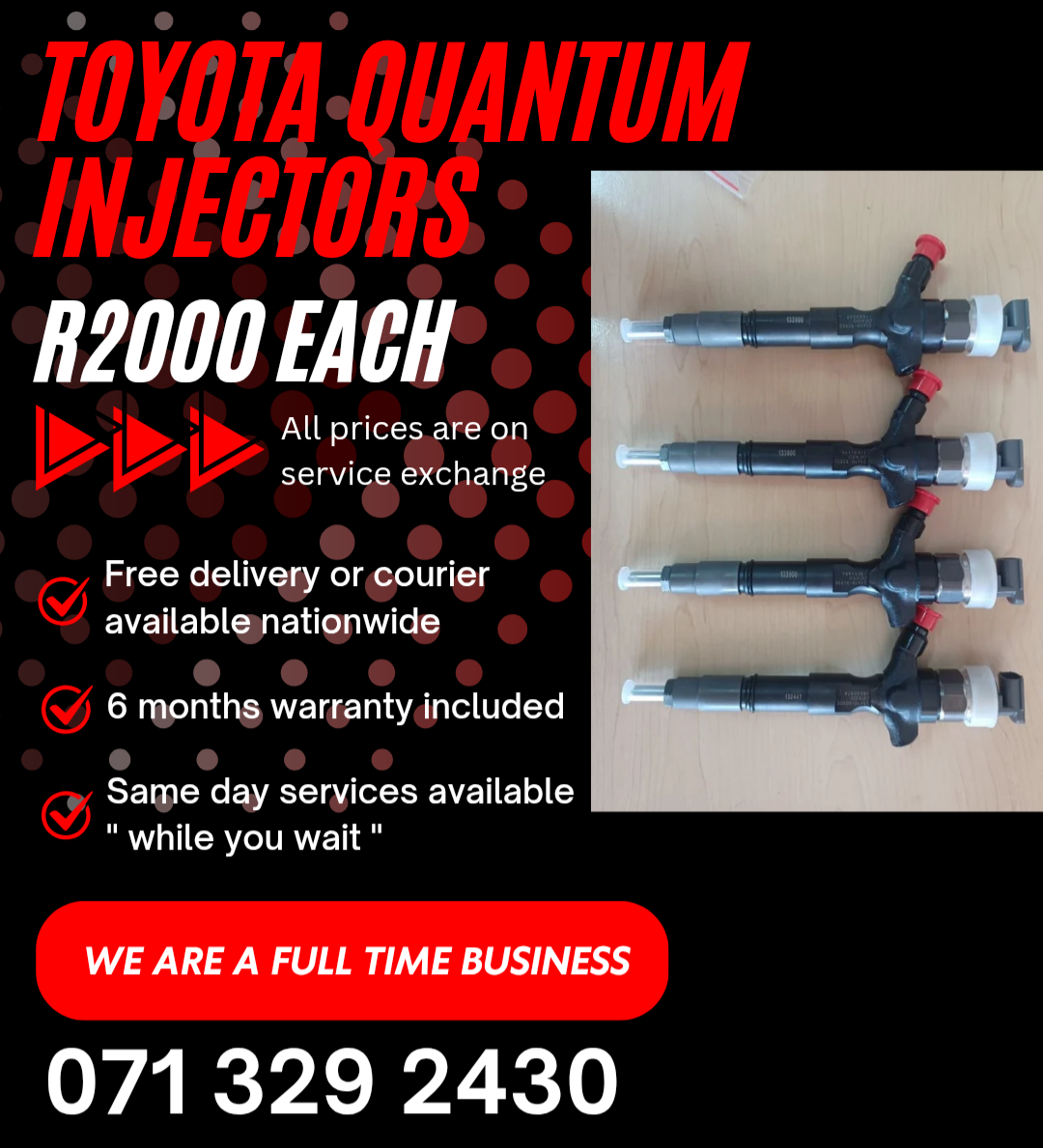 TOYOTA QUANTUM DIESEL INJECTORS FOR SALE WITH WARRANTY - Private Seller TOYOTA QUANTUM DIESEL INJECTORS FOR SALE WITH WARRANTY - Private Seller