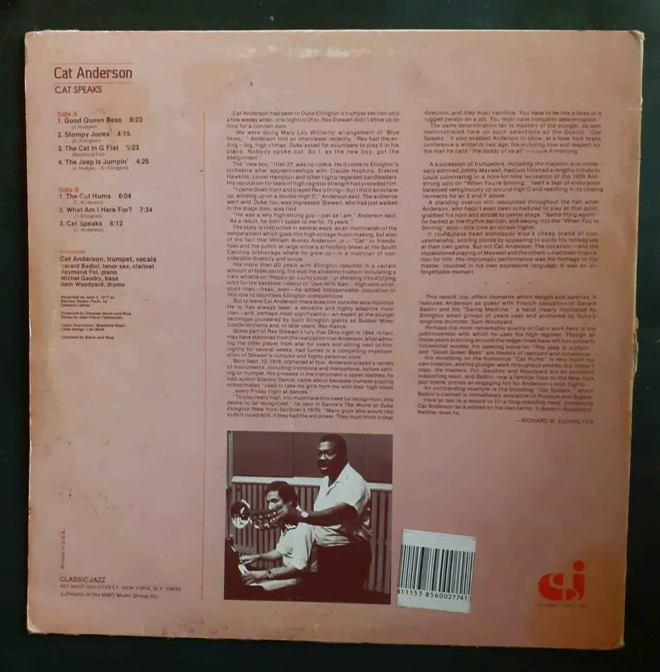 Cat Anderson - Cat Speaks LP Record