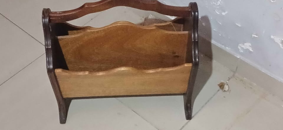 Vintage Solid Wood Magazine Rack