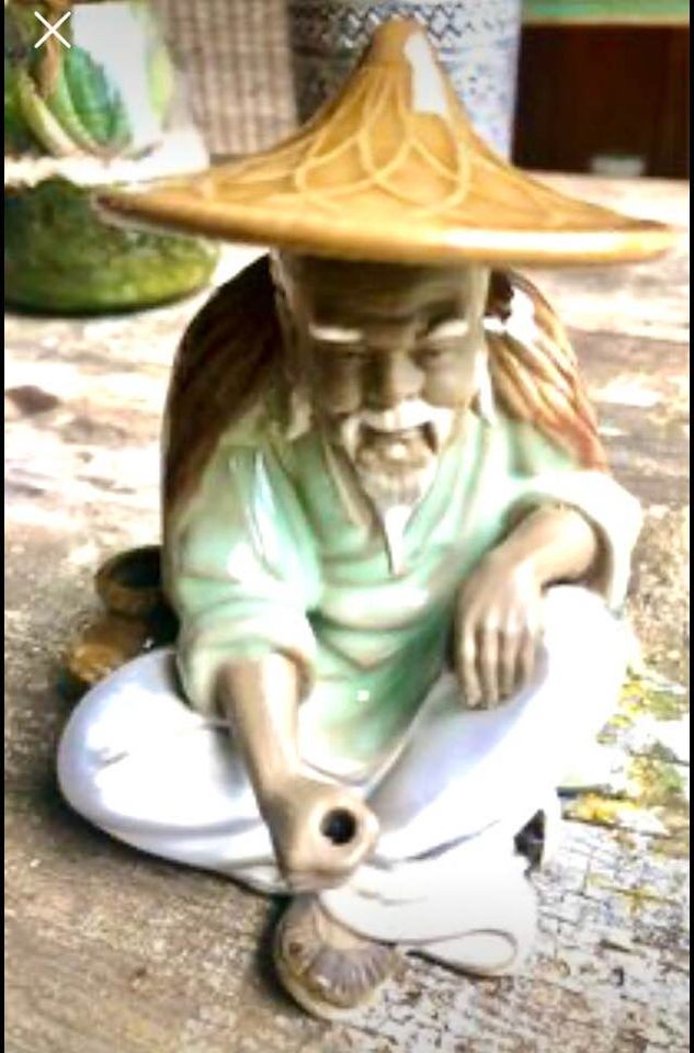 Chinese Mudman Figurine, Glazed or incense holder