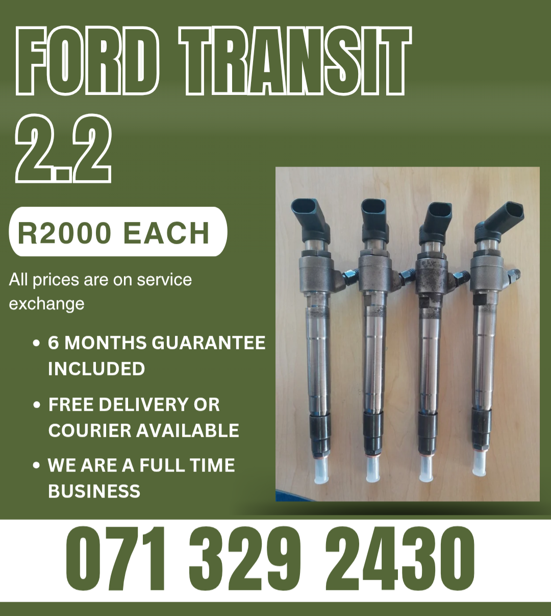 FORD TRANSIT 2.2 DIESEL INJECTORS FOR SALE WITH WARRANTY - Private Seller FORD TRANSIT 2.2 DIESEL INJECTORS FOR SALE WITH WARRANTY - Private Seller