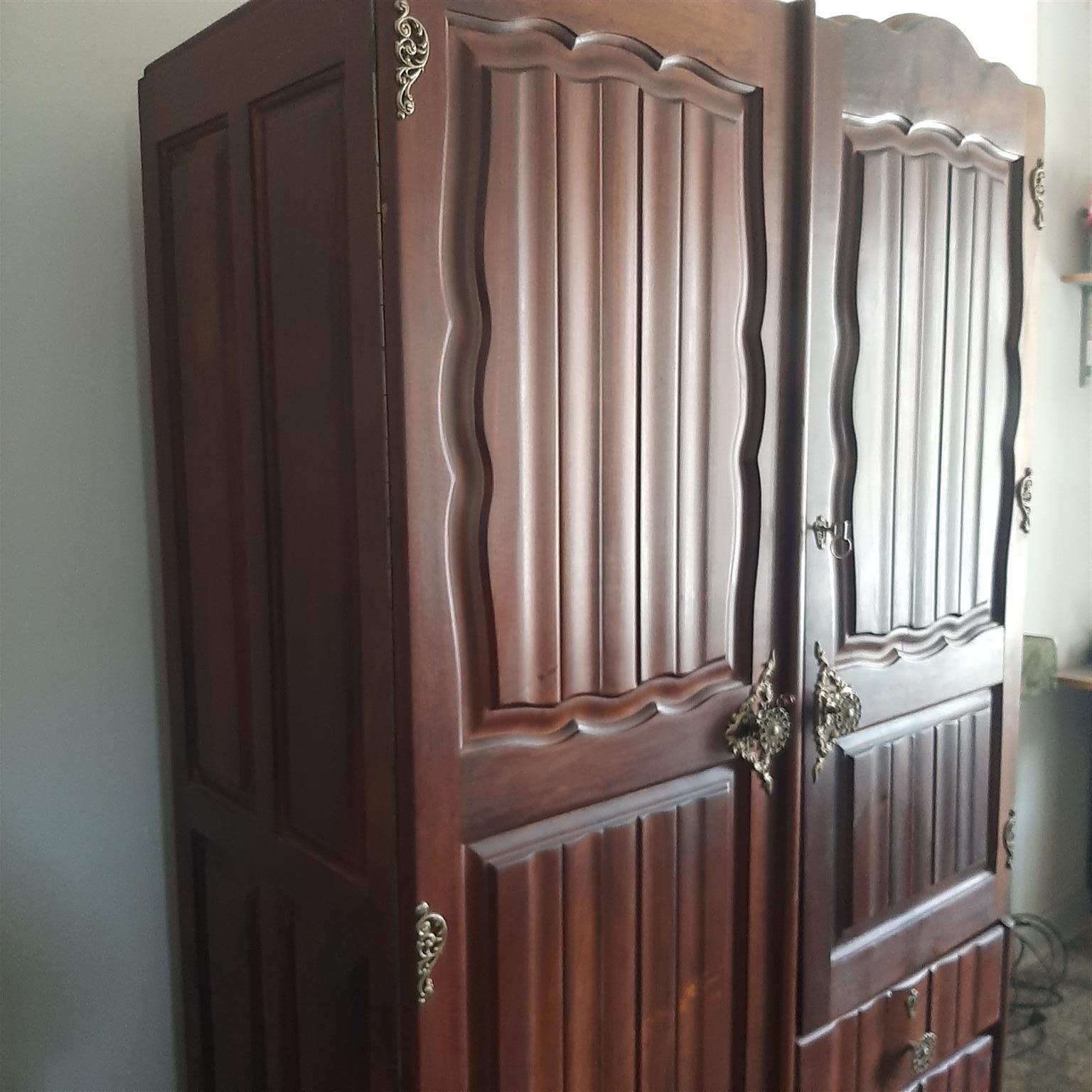 Strong beautiful Antique Real  Imbuia  Ball and Claw Wardrobe for Sale.