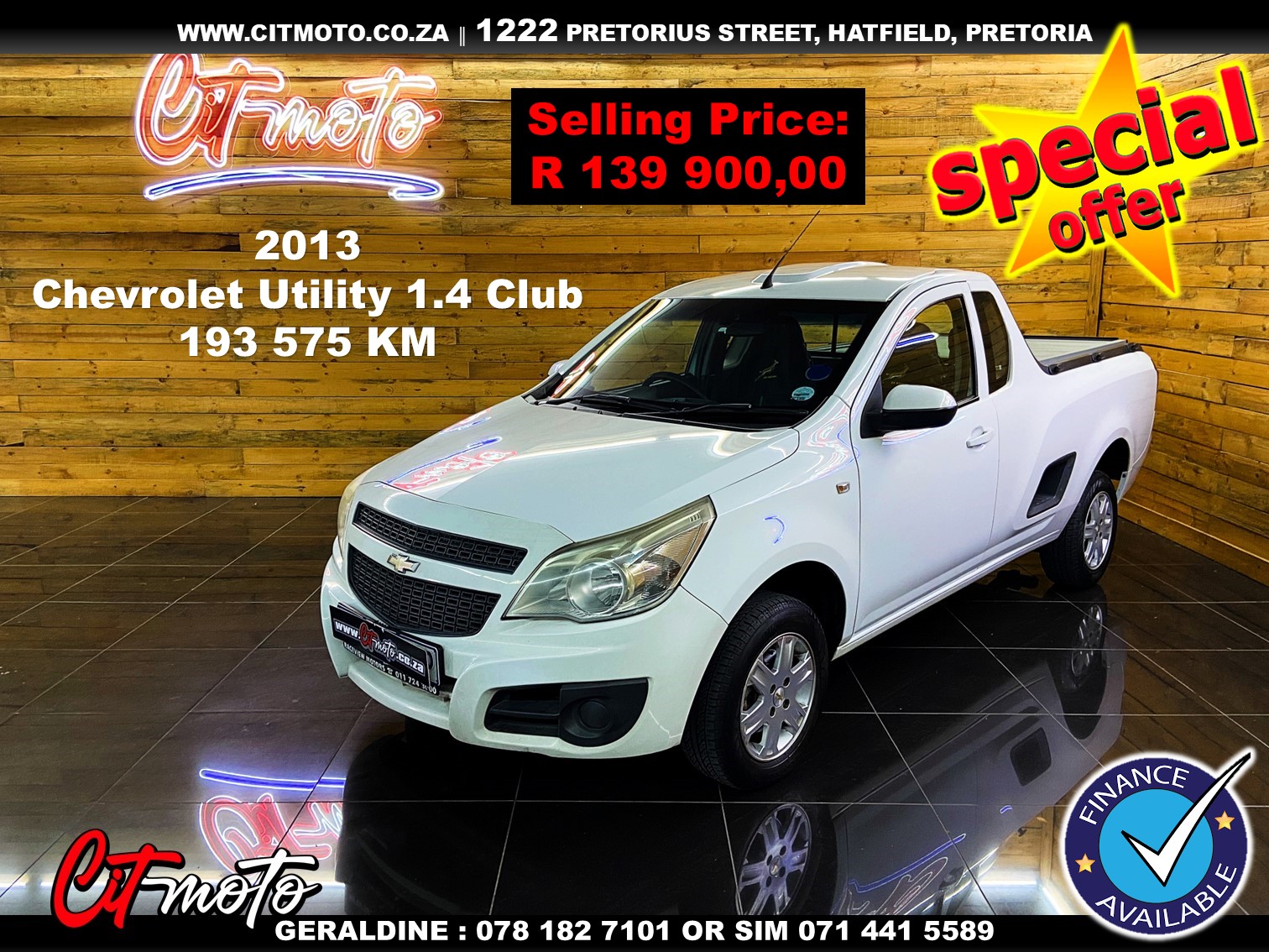 Used 2013 Chevrolet Utility 1.4 Club - Private Seller Used 2013 Chevrolet Utility 1.4 Club - Private Seller