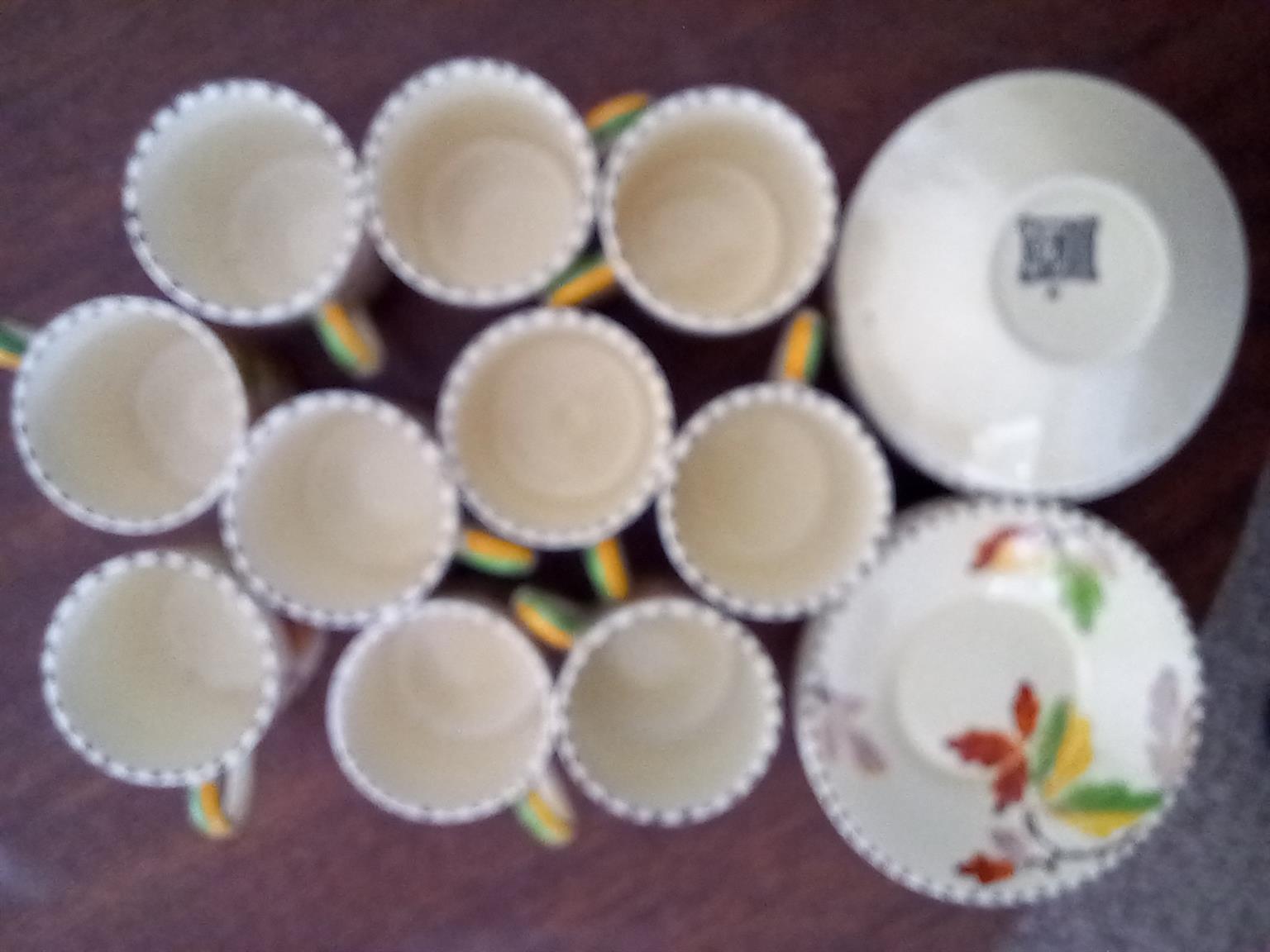 Vintage Grindley Demitasse Autumn floral designs 5 cups and saucers