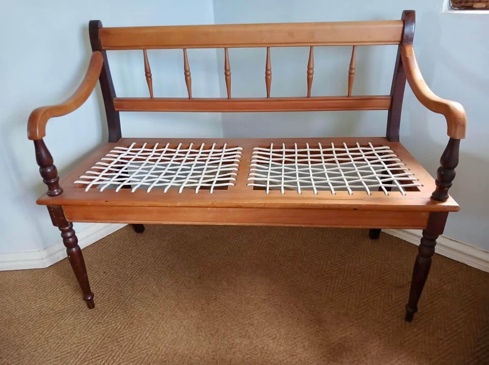 2 seater Yellowwood & Imbuia Riempie bench 2 seater Yellowwood & Imbuia Riempie bench