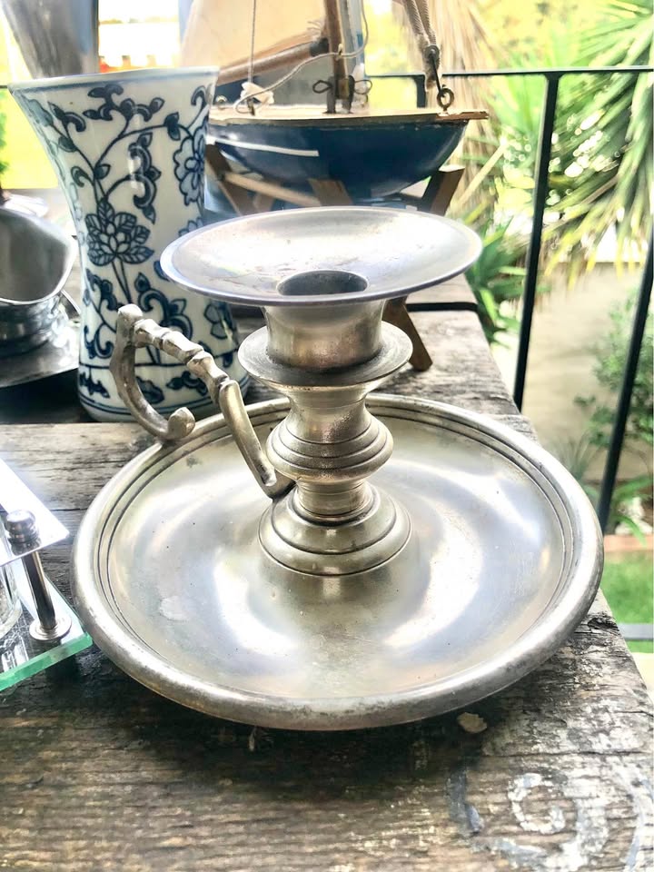 Vintage Gothic Silver plated/pewter Candle Holder – Unique & Heavy Vintage Gothic Silver plated/pewter Candle Holder – Unique & Heavy