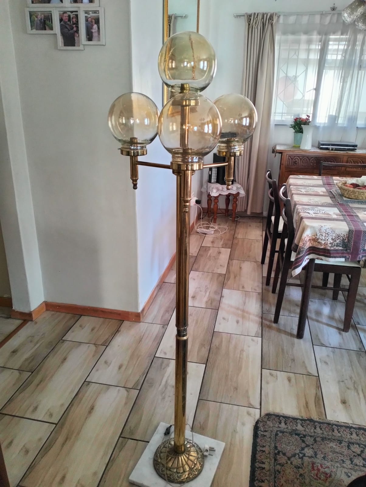 Marble Moon table, lamp lights, coat stand